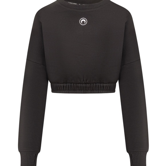 Marine Serre Women's Cropped Sweatshirt Black 99 Size XS - Picture 10 of 15